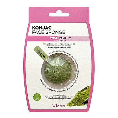 Vican Wise Beauty Konjac Face Sponge With Green Tea Powder