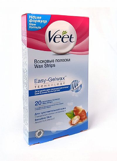 Veet Wax Strips with Easy Gelwax Sensitive Skin 20strips
