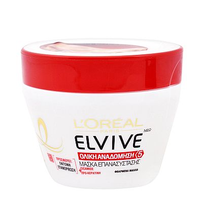 LOREAL ELVIVE ΜΑΣΚΑ ΜΑΛΛΙΩΝ ΟΛΙΚΗ ΑΝΑΔΟΜΗΣΗ ΦΘΑΡΜΕΝΑ ΜΑΛΛΙΑ (300ml)