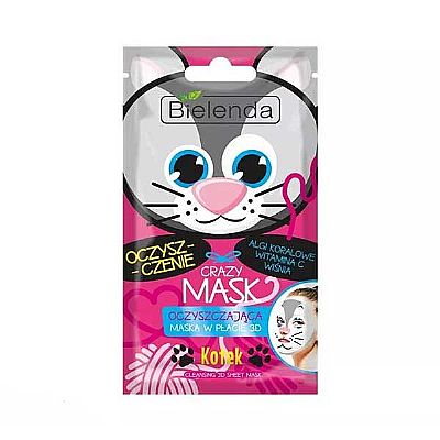 BIELENDA CRAZY MASK 3D SHEET MASK KITTEN 1PCS