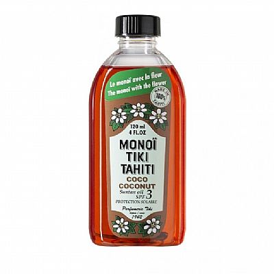 Monoi Tiki Tahiti Coconut Bronzant Sun Tan Oil SPF3 120ml 