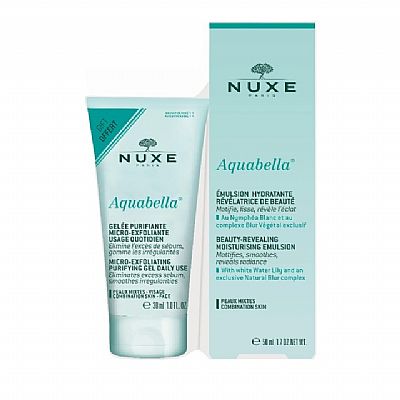 NUXE Aquabella Beauty-Revealing Moisturising Emulsion 50ml + Aquabella Micro-Exfoliating purifying Gel Daily Use 30ml