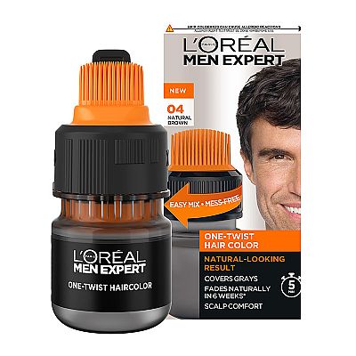 L OREAL MEN ONE- TWIST HAIRCOLOR No4 NATURAL BROWN