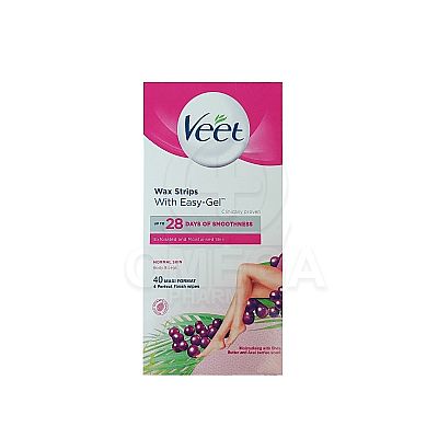 VEET Wax Strip Easy-Gelwax Body & Legs Normal Skin Ταινίες Κεριού για Κανονική Επιδερμίδα 40τμχ