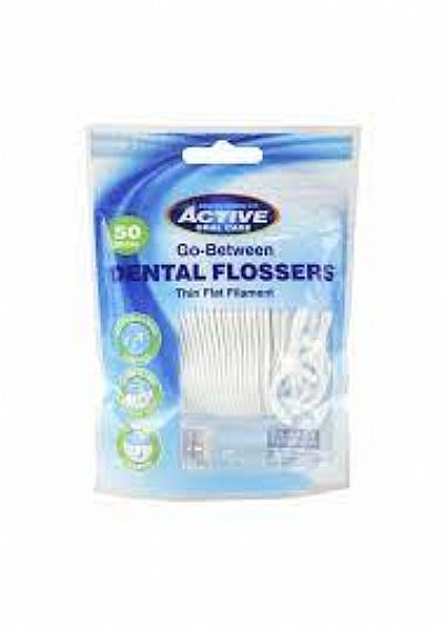 Beauty Formulas Go Between Dental Flossers Thin Flat Filament 50 Sticks