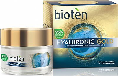 Bioten Hyaluronic Gold Κρέμα Προσώπου Νυκτός με Υαλουρονικό Οξύ για Ενυδάτωση & Αντιγήρανση 50ml