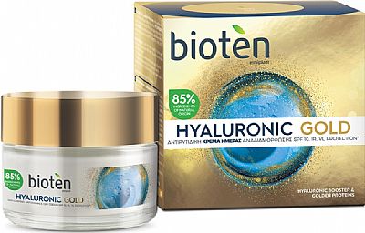 Bioten Hyaluronic Gold 24ωρη Κρέμα Προσώπου με Υαλουρονικό Οξύ και SPF10 για Ενυδάτωση & Αντιγήρανση 50ml