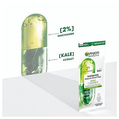 GARNIER Concentrated Sheet Mask Detox Niacinamide & Kale 15g