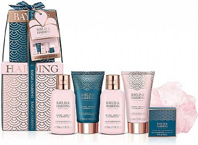 Baylis & Harding Jojoba, Vanilla & Almond Oil Luxury Pamper Present Gift Box 2*100ml+2*50ml+25gr