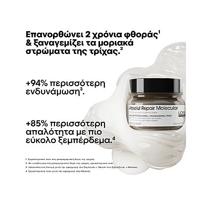 L'ORÉAL PROFESSIONNEL Absolut Repair Molecular Μάσκα Μοριακής Επανόρθωσης για Ταλαιπωρημένα Μαλλιά 250ML